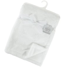 FBP210-W: White Star Embossed Flannel Wrap